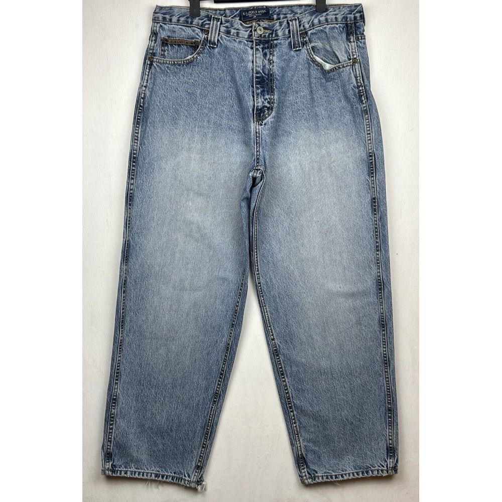 Vintage Polo Assn Mens 36 Blue Wide Leg Baggy Jeans